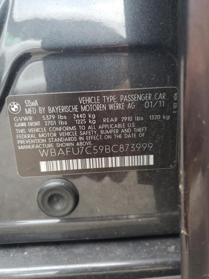 2011 BMW 535 Xi VIN: WBAFU7C59BC873999 Lot: 65017945