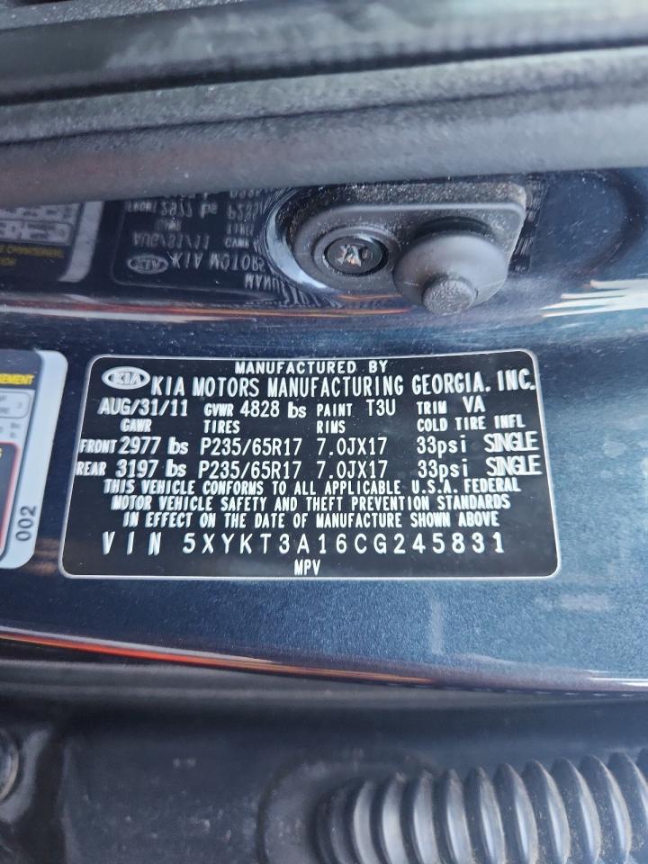 2012 Kia Sorento Base VIN: 5XYKT3A16CG245831 Lot: 63263795