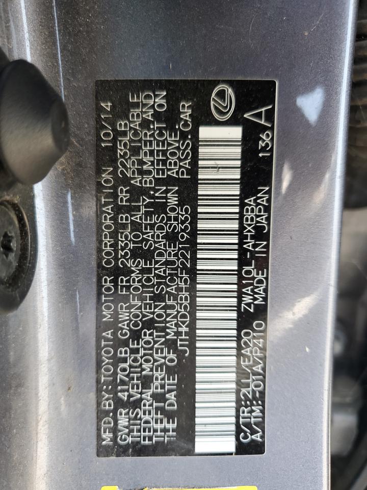 2015 Lexus Ct 200 VIN: JTHKD5BH5F2219335 Lot: 64690395