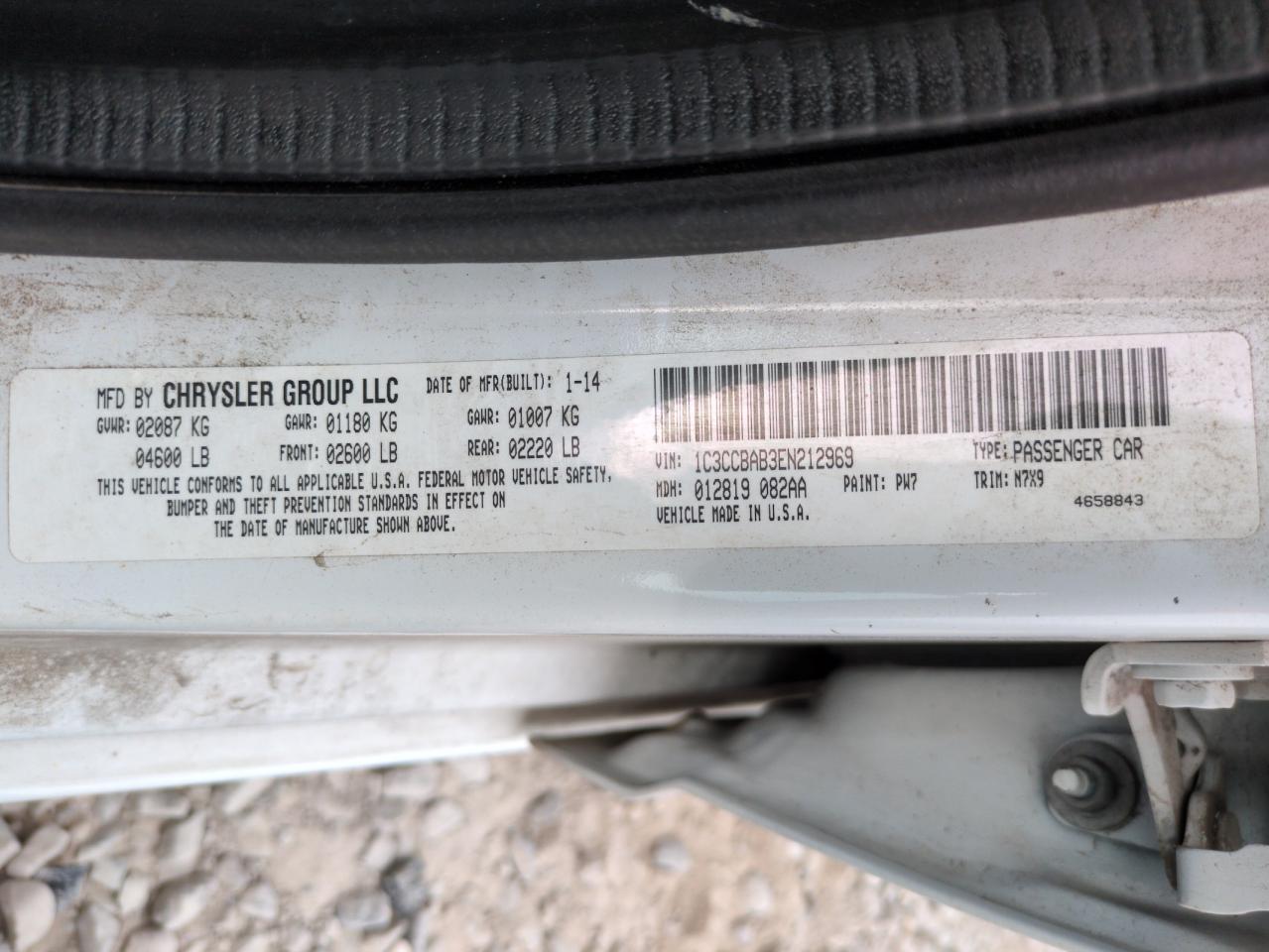 2014 Chrysler 200 Lx VIN: 1C3CCBAB3EN212969 Lot: 64966925