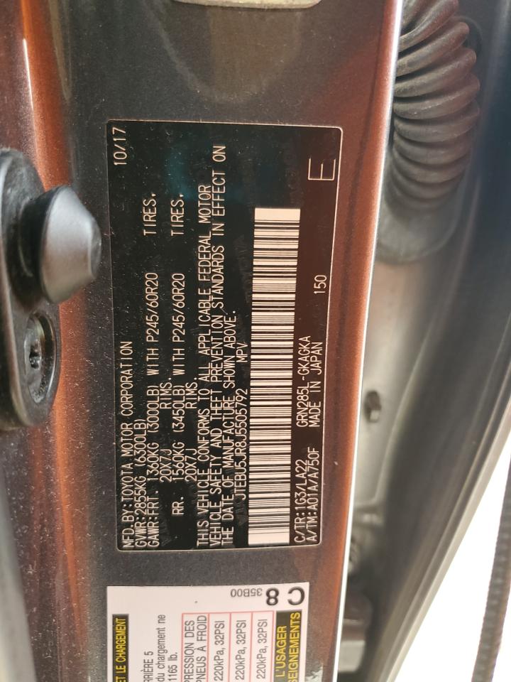 2018 Toyota 4Runner Sr5/Sr5 Premium VIN: JTEBU5JR8J5505792 Lot: 63317385