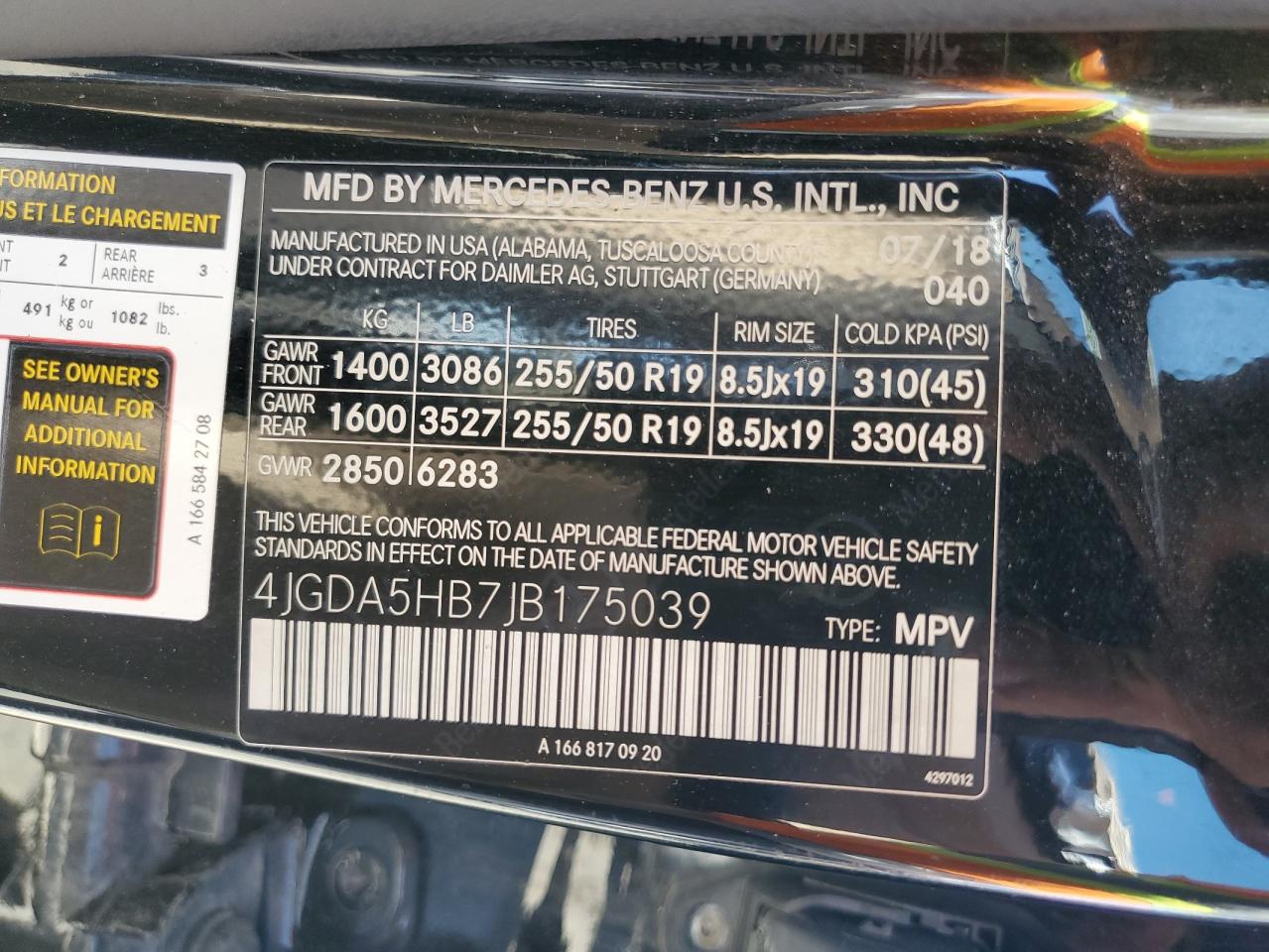 2018 Mercedes-Benz Gle 350 4Matic VIN: 4JGDA5HB7JB175039 Lot: 63460155