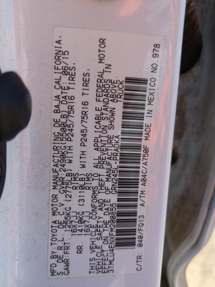 2015 Toyota Tacoma Double Cab VIN: 3TMLU4ENXFM200855 Lot: 66847625