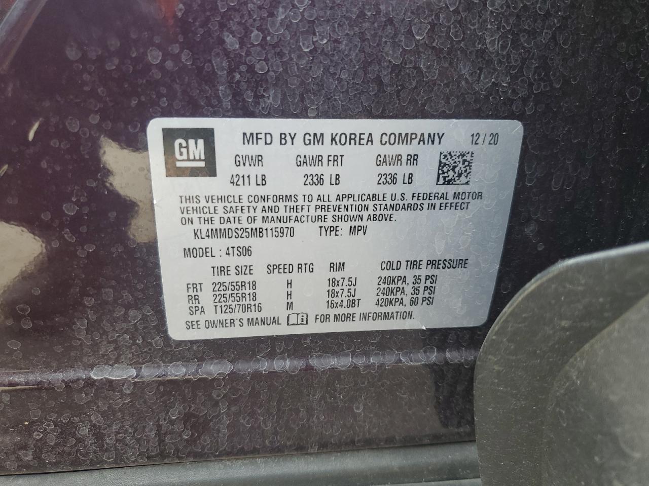 kl4mmds25mb115970 KL4MMDS25MB115970 2021 Buick Encore Gx Select
