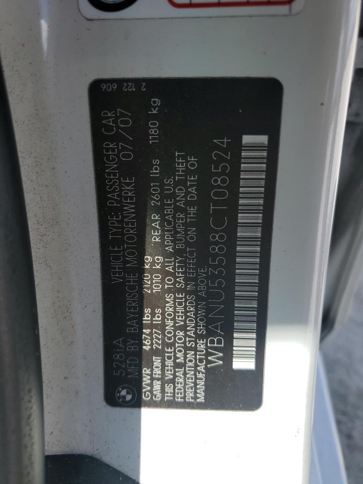 wbanu53588ct08524 WBANU53588CT08524 2008 BMW 528 I