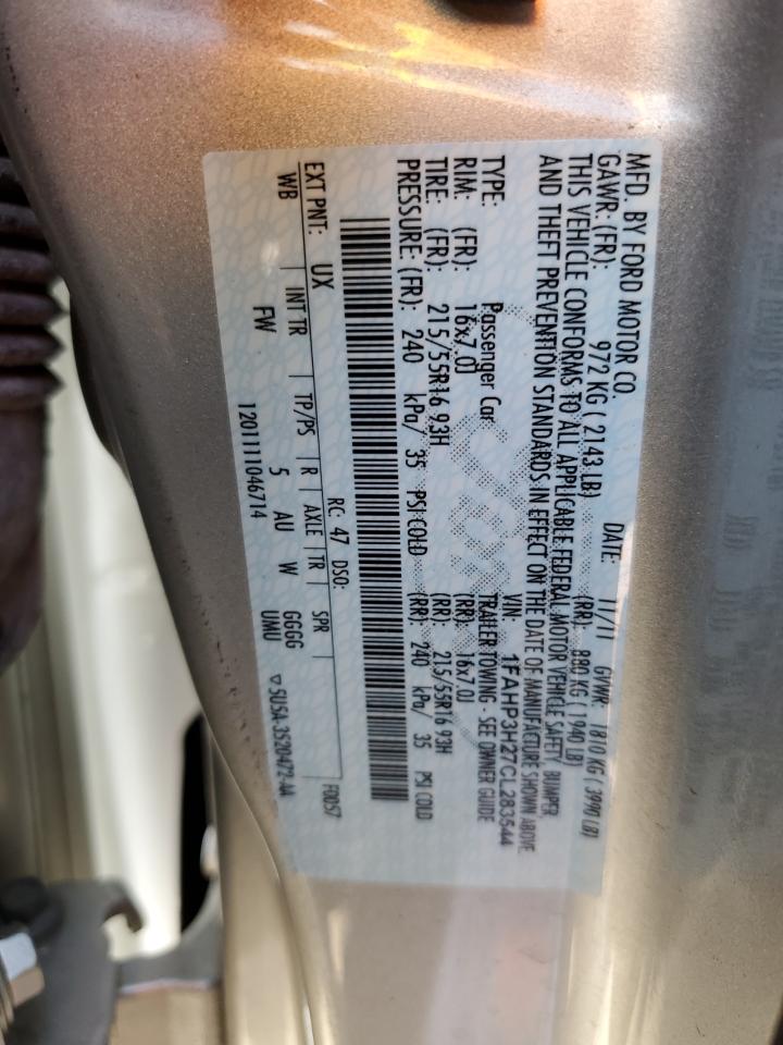 2012 Ford Focus Sel VIN: 1FAHP3H27CL283544 Lot: 64673495