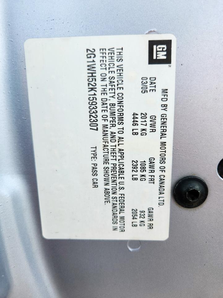 2005 Chevrolet Impala Ls VIN: 2G1WH52K159332307 Lot: 64096025