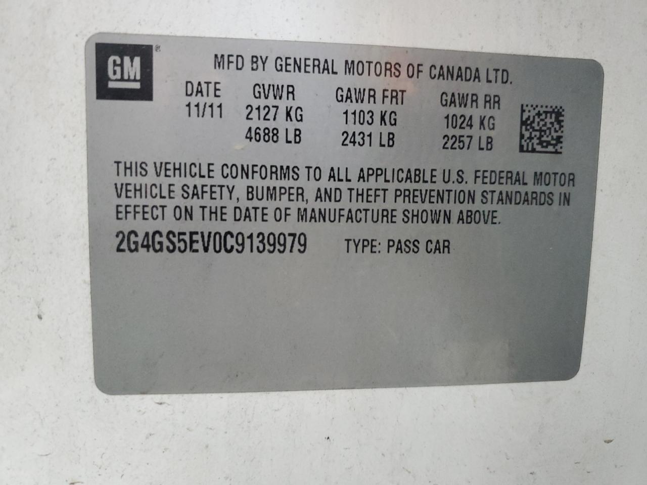 2012 Buick Regal Premium VIN: 2G4GS5EV0C9139979 Lot: 62160805