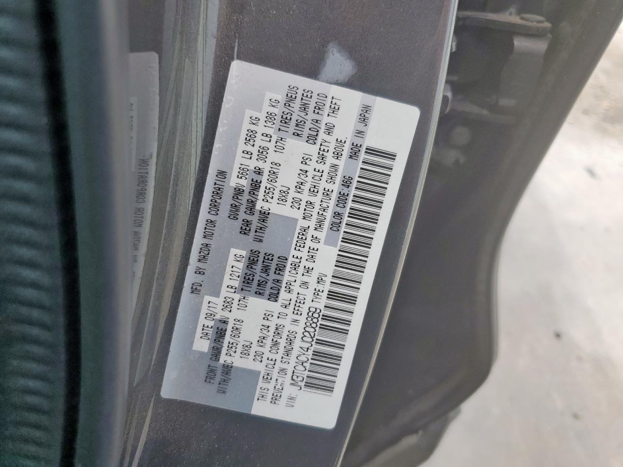 2018 Mazda Cx-9 Touring VIN: JM3TCACY4J0208869 Lot: 63862695