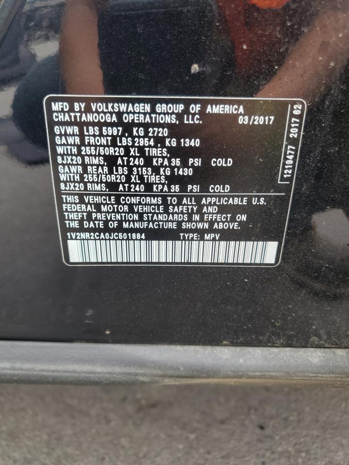 2018 Volkswagen Atlas Sel Premium VIN: 1V2NR2CA0JC501884 Lot: 64028255