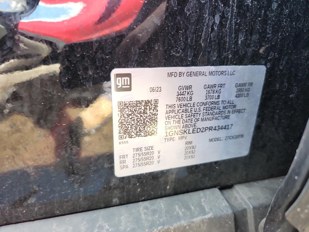 2023 Chevrolet Tahoe K1500 VIN: 1GNSKLED2PR434417 Lot: 64286745