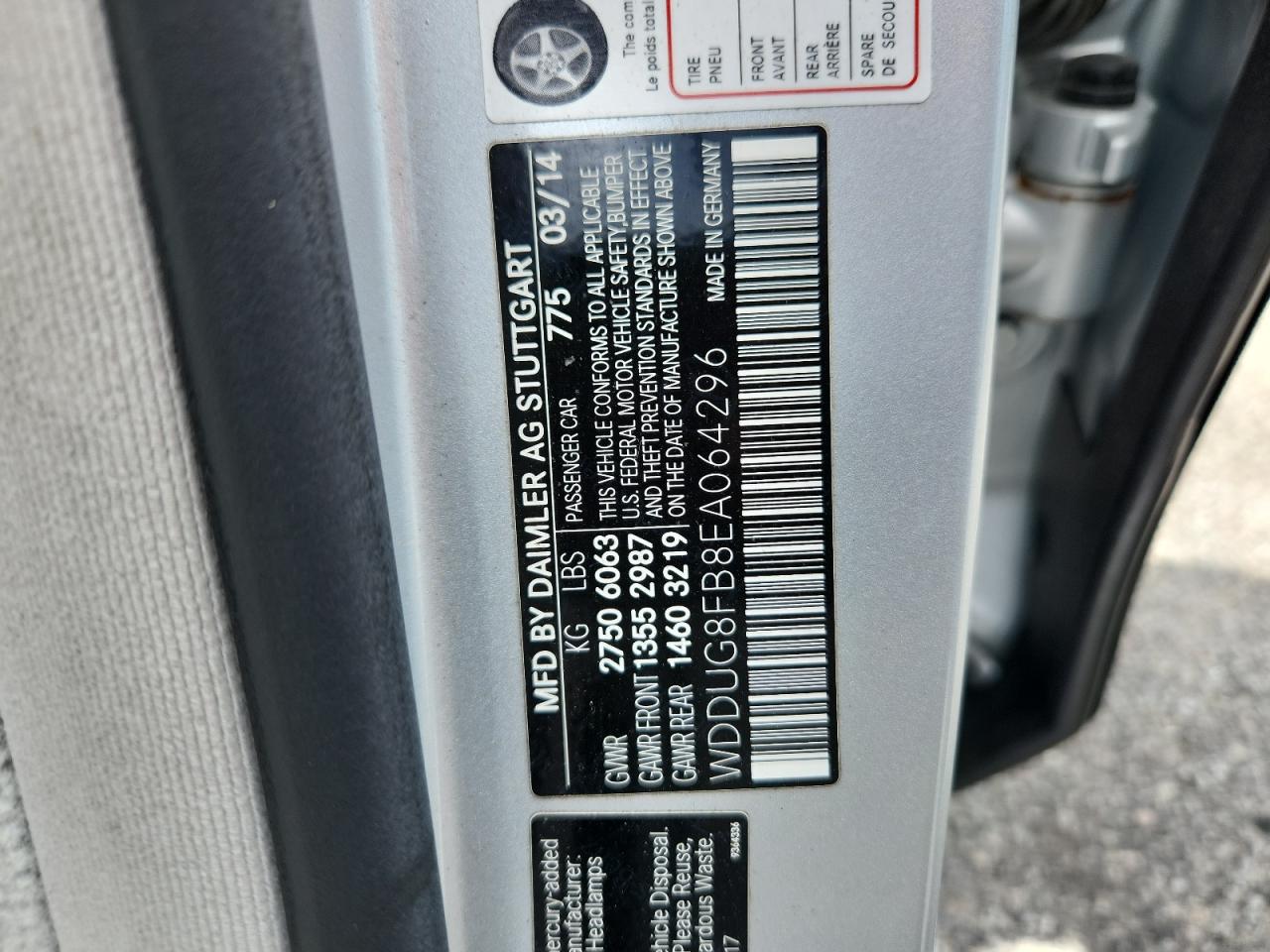 2014 Mercedes-Benz S 550 4Matic VIN: WDDUG8FB8EA064296 Lot: 63105275