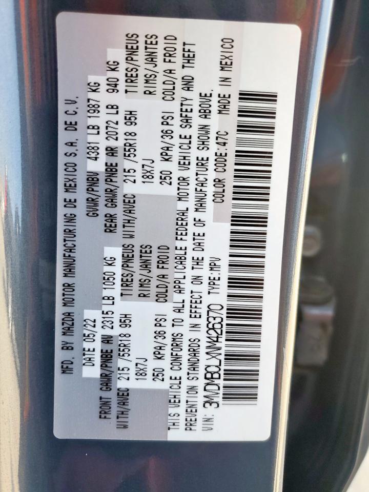2022 Mazda Cx-30 Preferred VIN: 3MVDMBCLXNM426370 Lot: 63766375