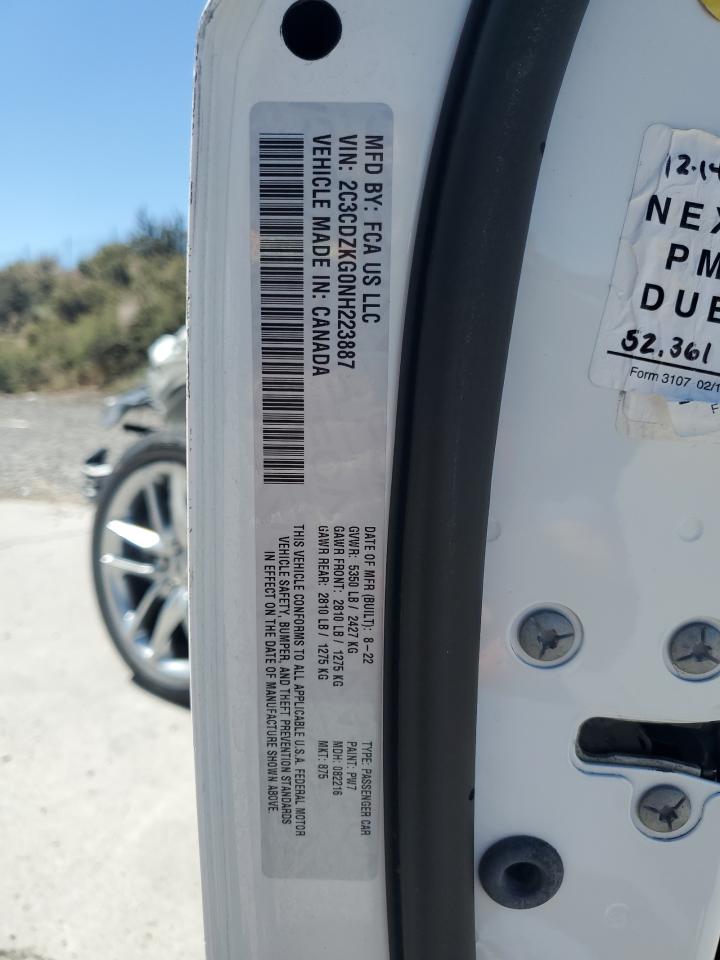 2022 Dodge Challenger Gt VIN: 2C3CDZKG0NH223887 Lot: 66398695