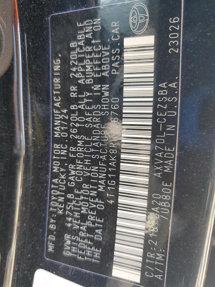 2024 Toyota Camry Se Night Shade VIN: 4T1G11AK8RU226760 Lot: 63615385