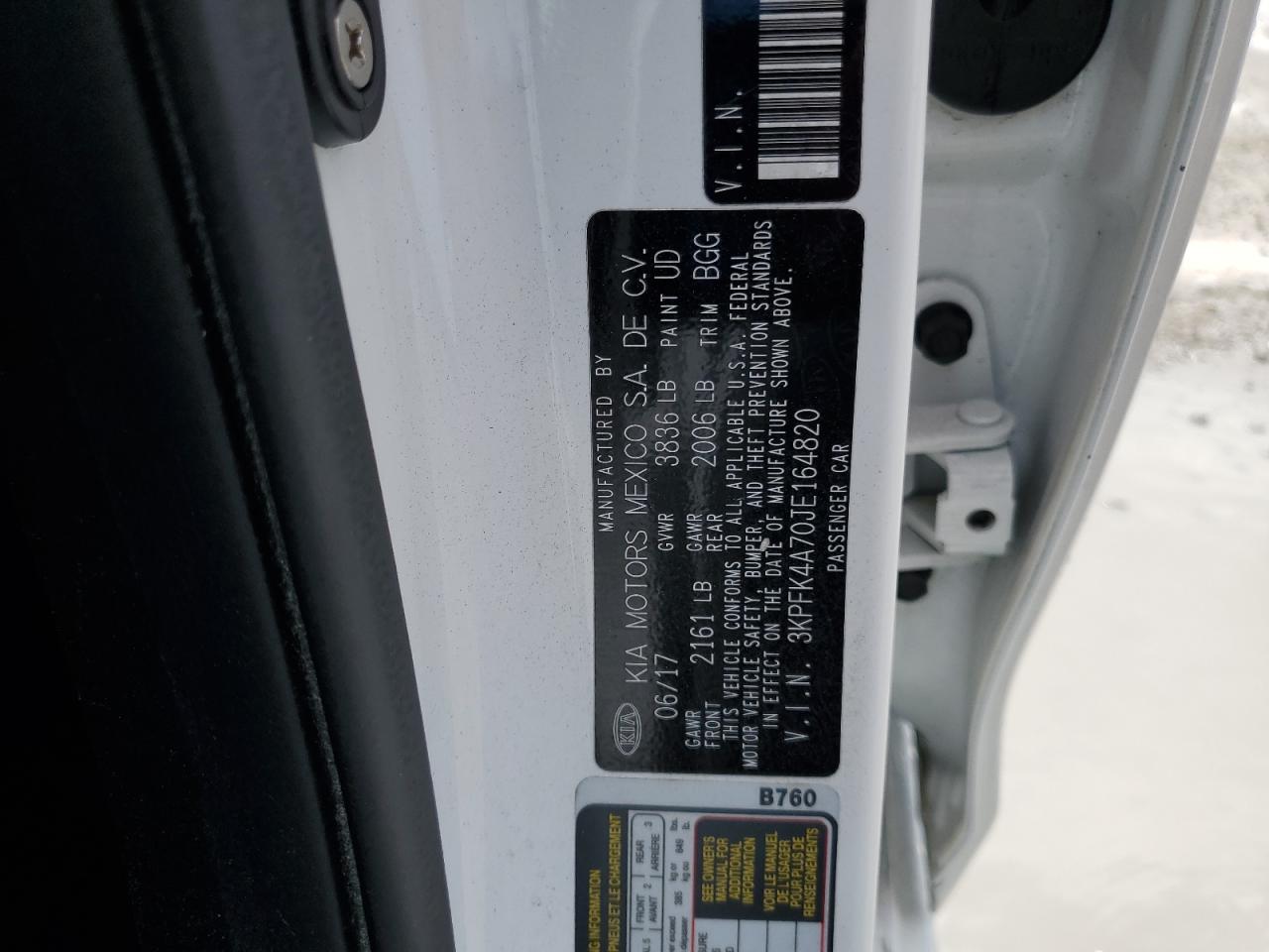 2018 Kia Forte Lx VIN: 3KPFK4A70JE164820 Lot: 63399955