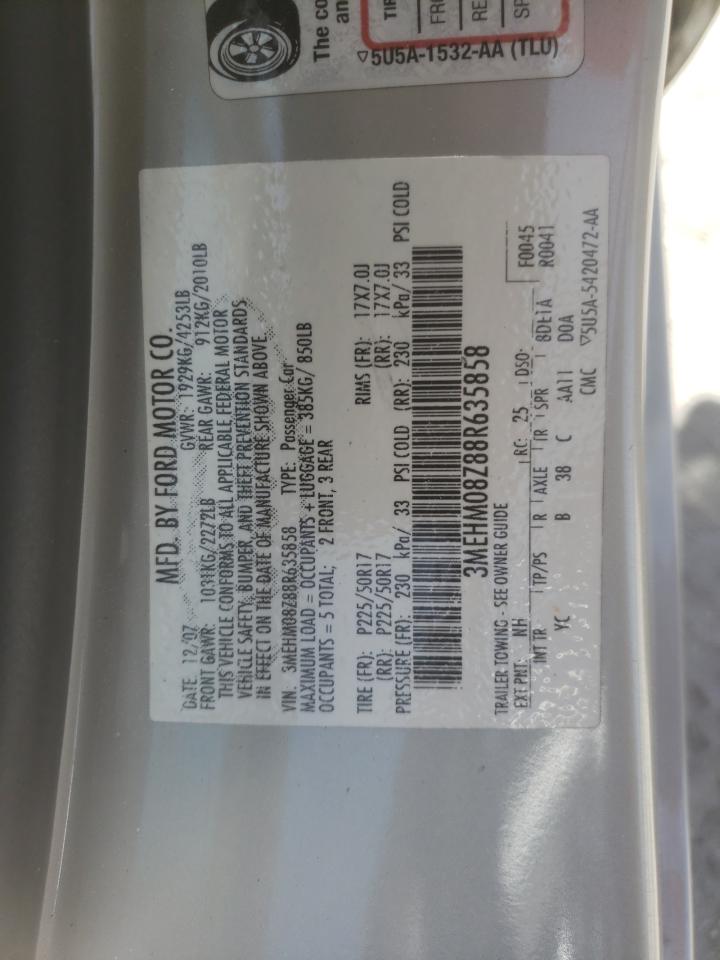 2008 Mercury Milan Premier VIN: 3MEHM08Z88R635858 Lot: 63963105