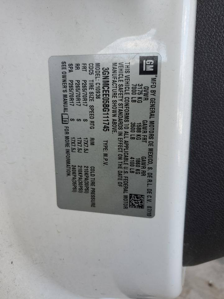 2011 Chevrolet Avalanche Ls VIN: 3GNMCEE05BG111745 Lot: 62365605