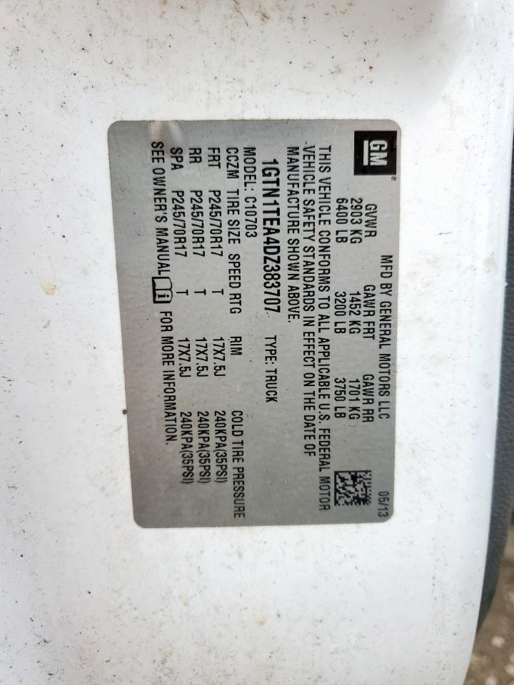 2013 GMC Sierra C1500 VIN: 1GTN1TEA4DZ383707 Lot: 64628485