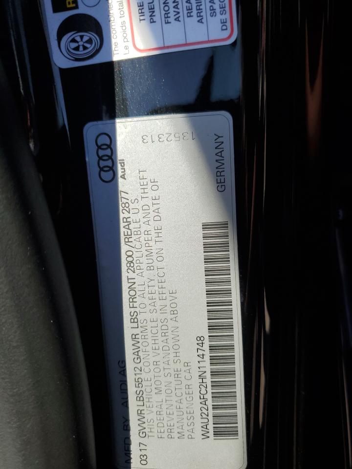 2017 Audi A7 Prestige VIN: WAU22AFC2HN114748 Lot: 63790565