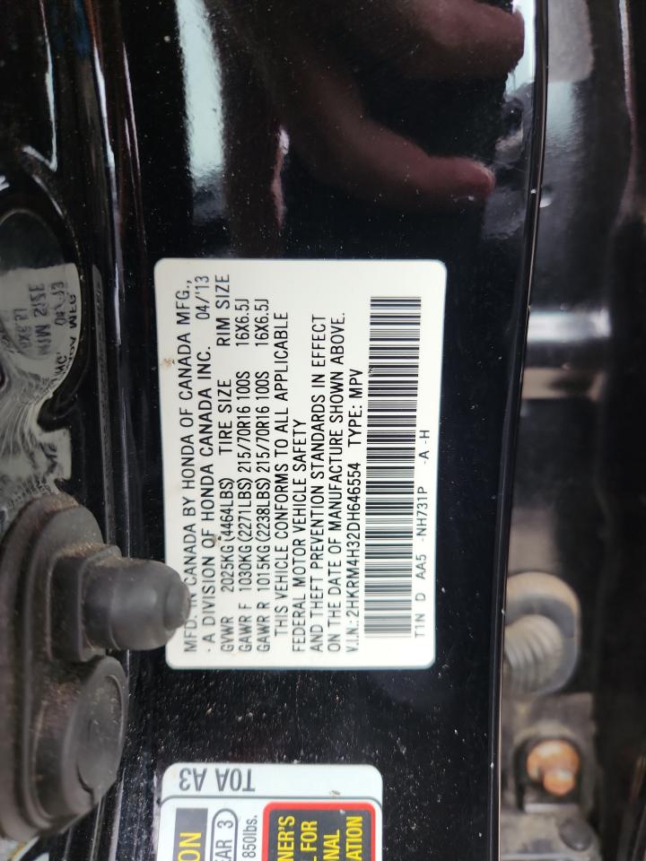 2013 Honda Cr-V Lx VIN: 2HKRM4H32DH646554 Lot: 63133855