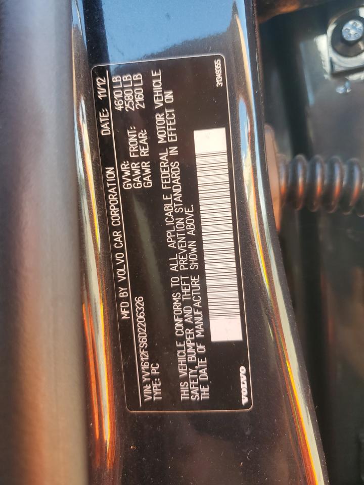 2013 Volvo S60 T5 VIN: YV1612FS6D2206326 Lot: 62570385