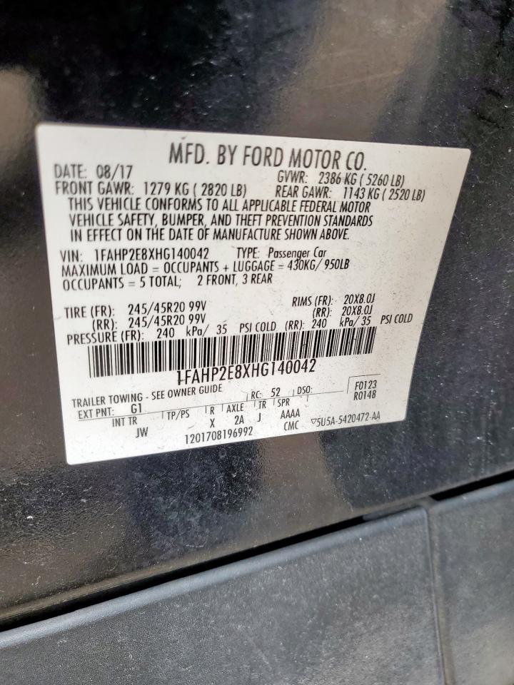 2017 Ford Taurus Sel VIN: 1FAHP2E8XHG140042 Lot: 64828325