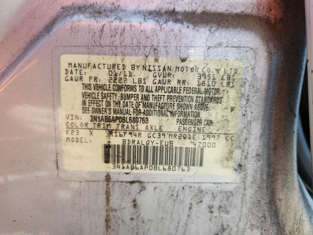 2011 Nissan Sentra 2.0 VIN: 3N1AB6AP0BL680763 Lot: 63349175