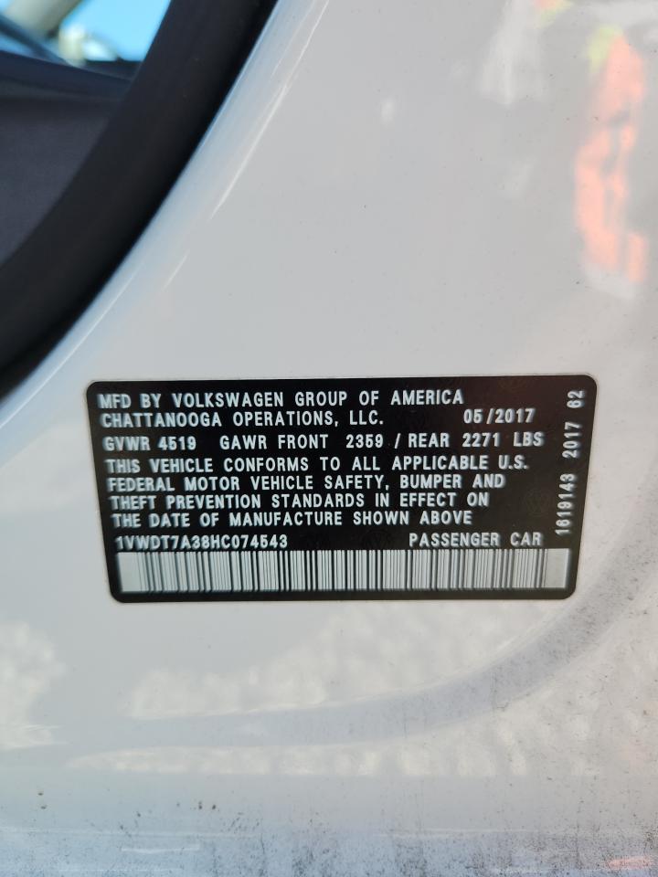2017 Volkswagen Passat R-Line VIN: 1VWDT7A38HC074543 Lot: 63384485