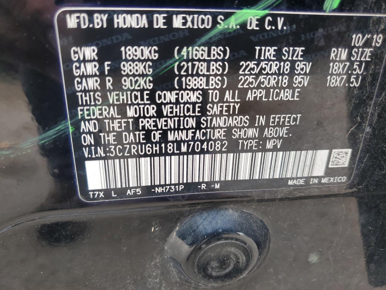2020 Honda Hr-V Sport VIN: 3CZRU6H18LM704082 Lot: 64568145