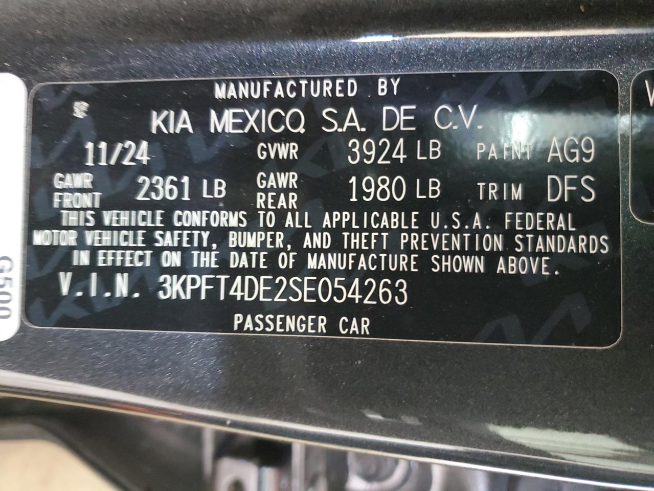 2025 Kia K4 Lx VIN: 3KPFT4DE2SE054263 Lot: 63671765