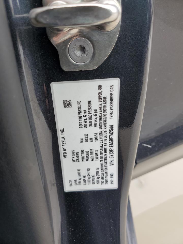 2024 Tesla Model 3 VIN: 5YJ3E1EA5RF742544 Lot: 63261815