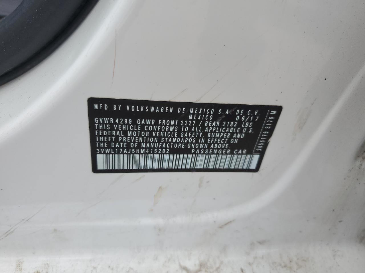 2017 Volkswagen Jetta Sel VIN: 3VWL17AJ5HM415282 Lot: 63558115