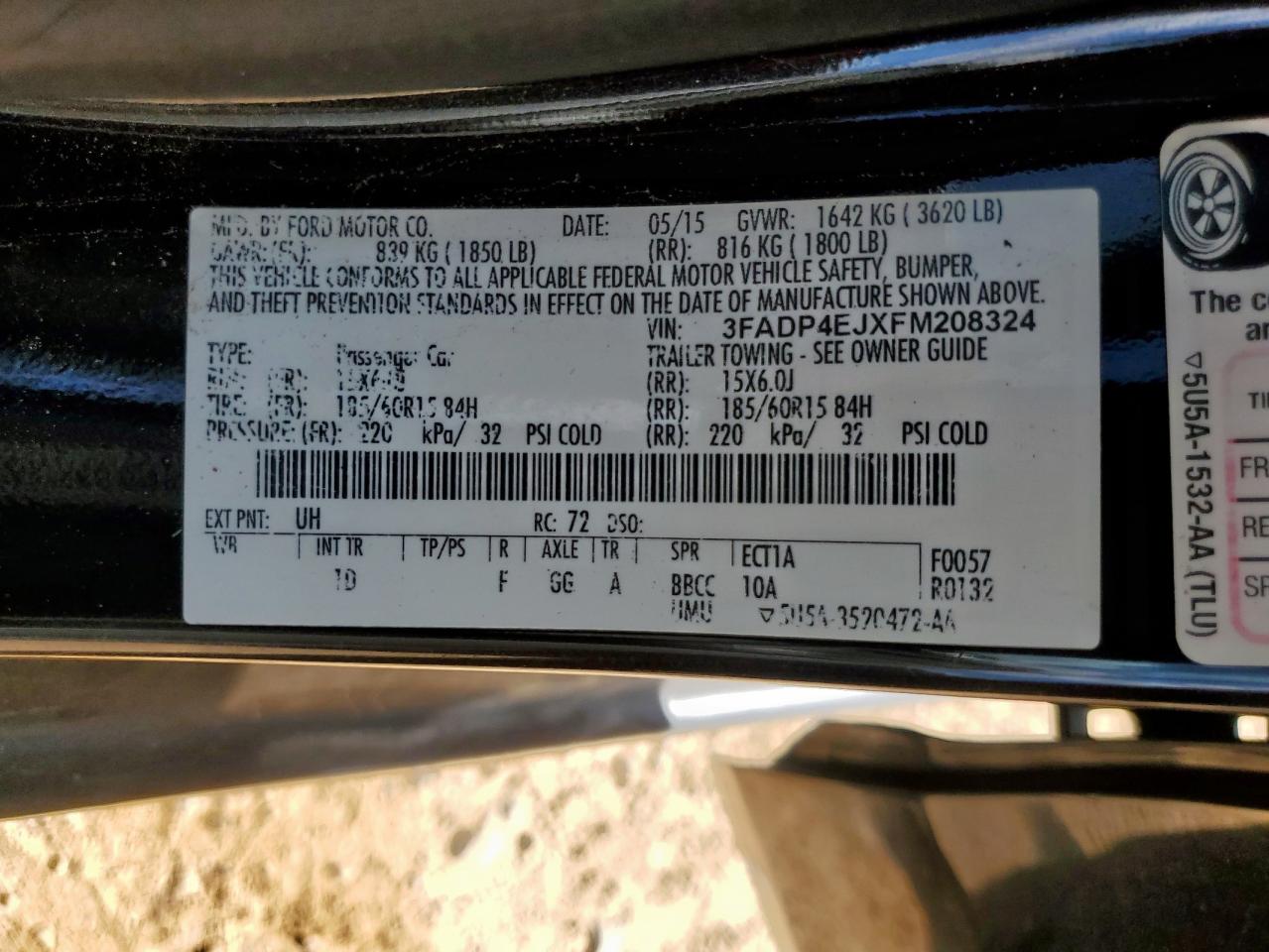 2015 Ford Fiesta Se VIN: 3FADP4EJXFM208324 Lot: 65520695