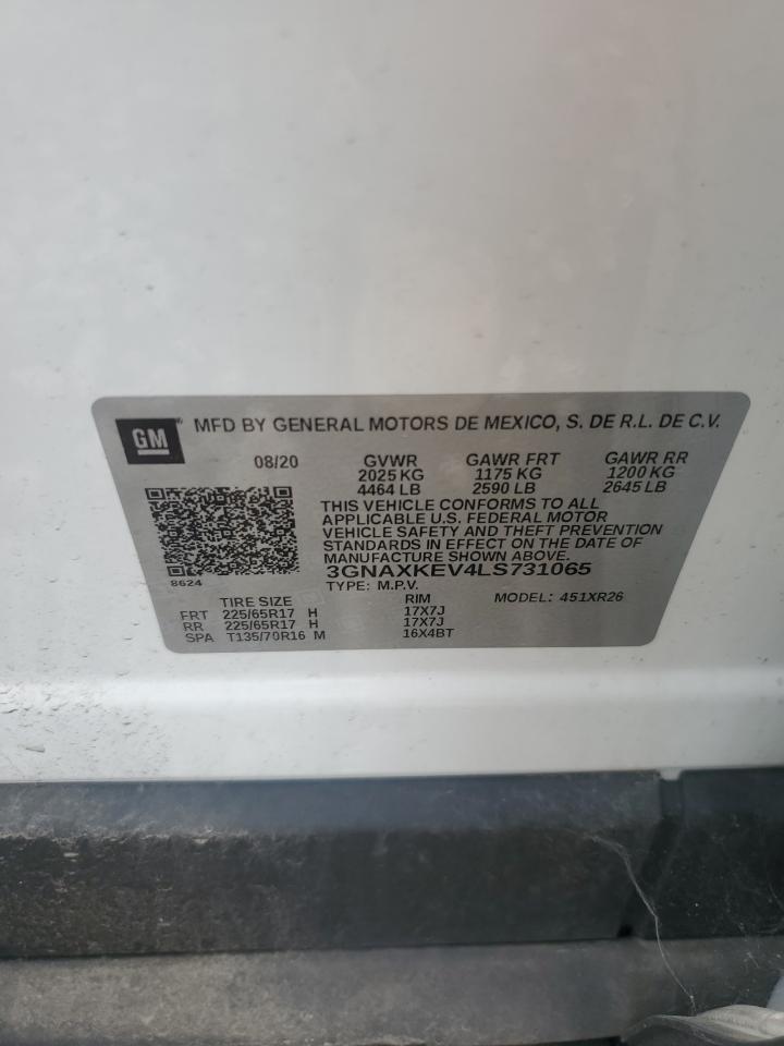 2020 Chevrolet Equinox Lt VIN: 3GNAXKEV4LS731065 Lot: 65200235