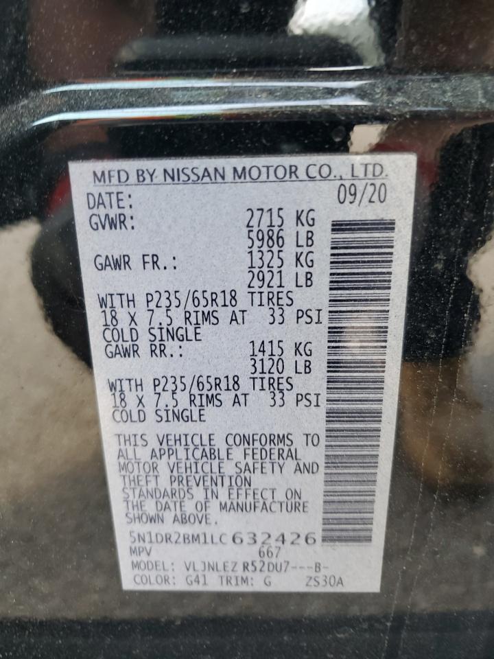 2020 Nissan Pathfinder Sv VIN: 5N1DR2BM1LC632426 Lot: 64522835
