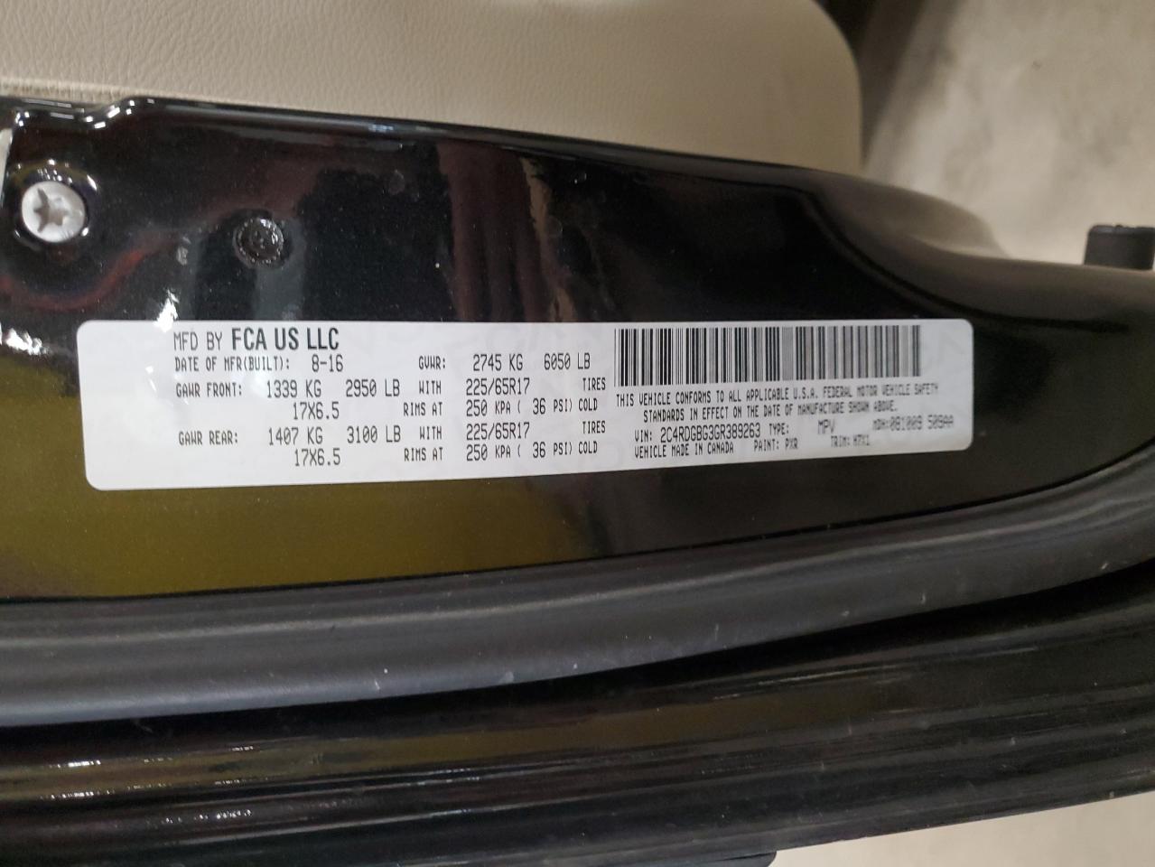 2016 Dodge Grand Caravan Se VIN: 2C4RDGBG3GR389263 Lot: 65692895