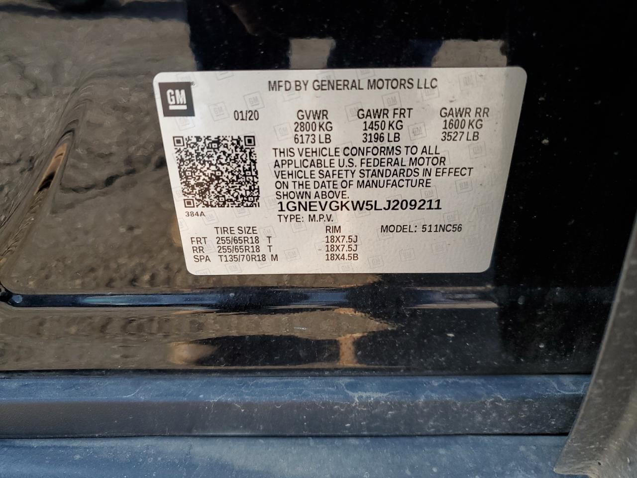 2020 Chevrolet Traverse Lt VIN: 1GNEVGKW5LJ209211 Lot: 65015195
