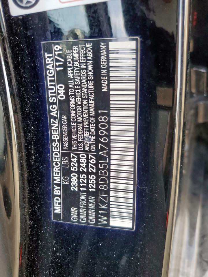 2020 Mercedes-Benz E 350 VIN: W1KZF8DB5LA769081 Lot: 64355365