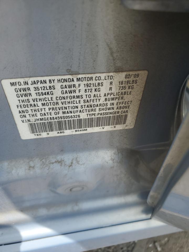 2009 Honda Fit Sport VIN: JHMGE88439S056326 Lot: 64970795