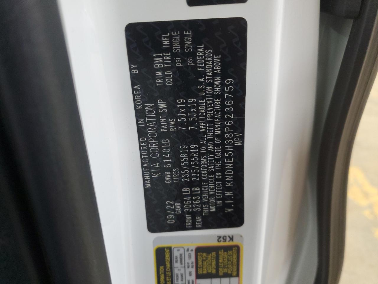 2023 Kia Carnival Sx VIN: KNDNE5H38P6236759 Lot: 64243255
