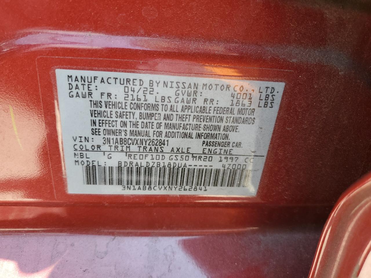 2022 Nissan Sentra Sv VIN: 3N1AB8CVXNY262841 Lot: 63420705
