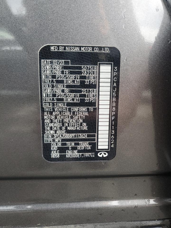 2023 Infiniti Qx50 Luxe VIN: 3PCAJ5BB8PF113624 Lot: 63203195