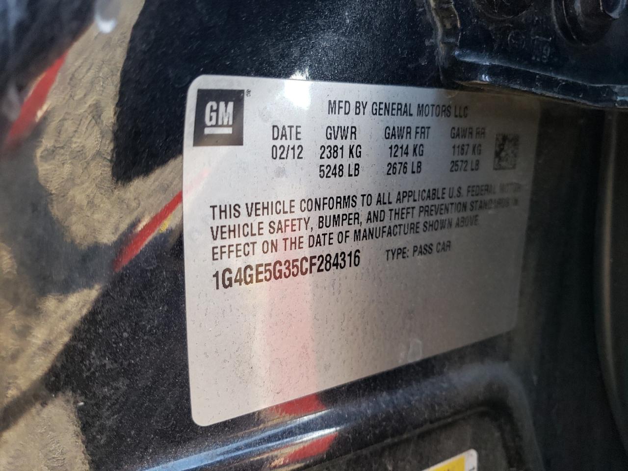 2012 Buick Lacrosse Premium VIN: 1G4GE5G35CF284316 Lot: 66315275