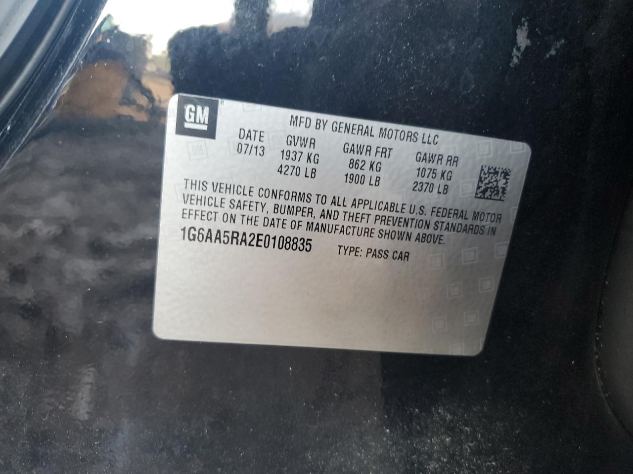 2014 Cadillac Ats VIN: 1G6AA5RA2E0108835 Lot: 64930285
