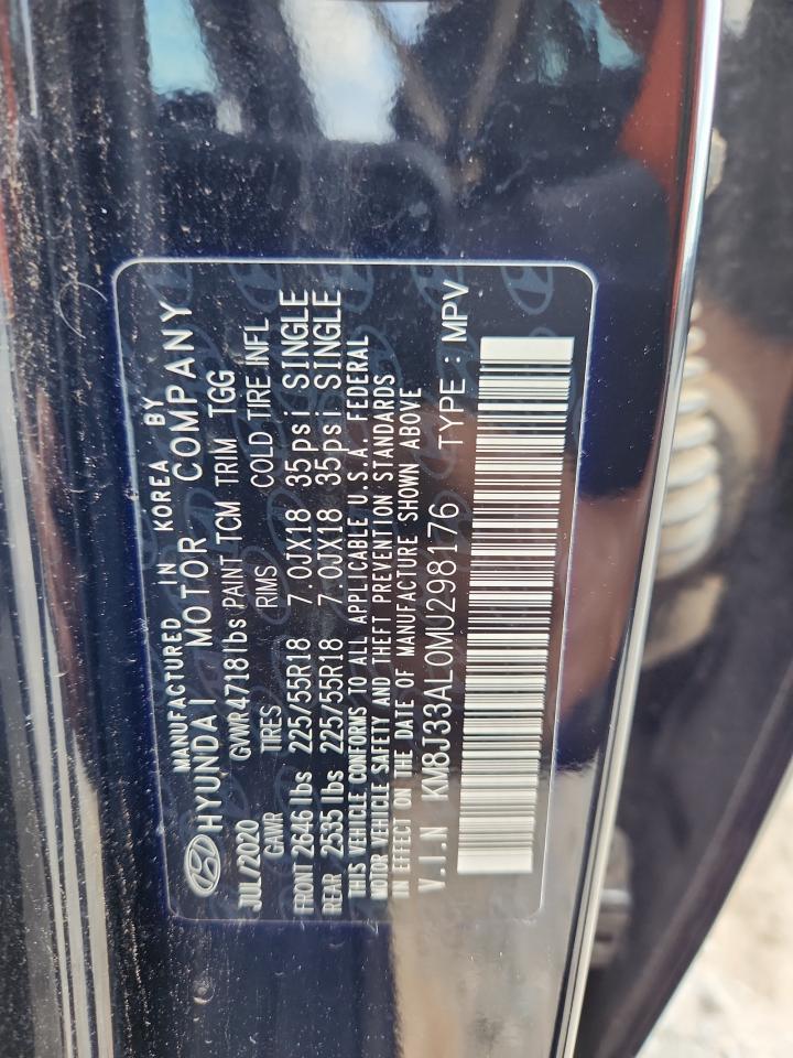 2021 Hyundai Tucson Limited VIN: KM8J33AL0MU298176 Lot: 63638835