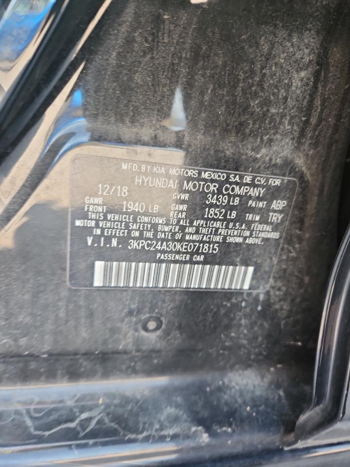 2019 Hyundai Accent Se VIN: 3KPC24A30KE071815 Lot: 65952305