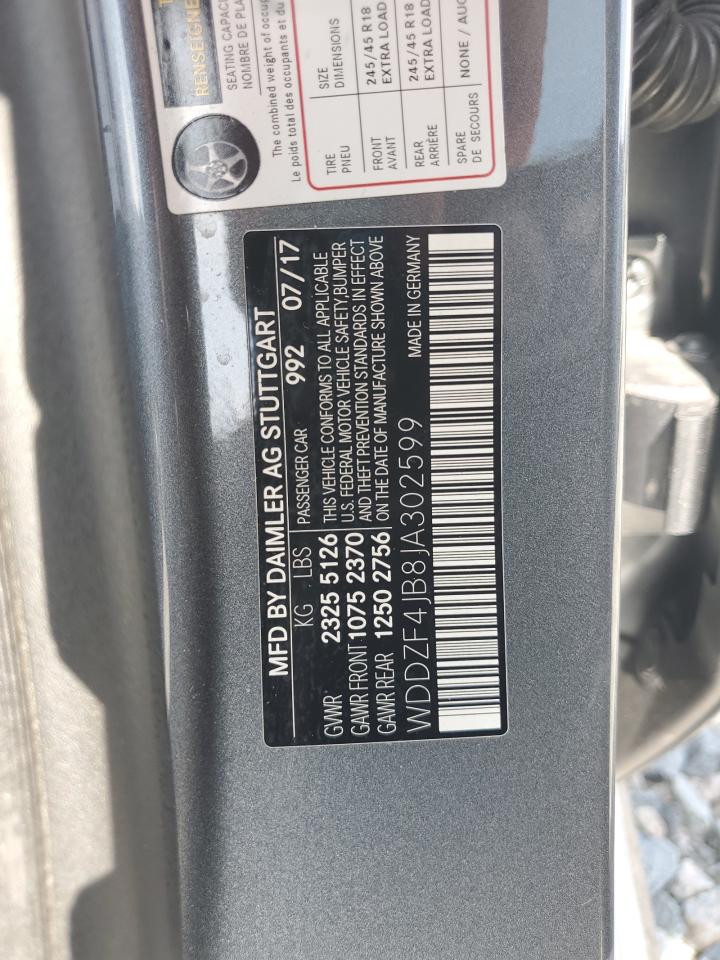 2018 Mercedes-Benz E 300 VIN: WDDZF4JB8JA302599 Lot: 64134055