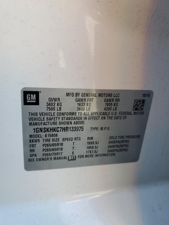 2017 Chevrolet Suburban K1500 Lt VIN: 1GNSKHKC7HR133975 Lot: 64457115