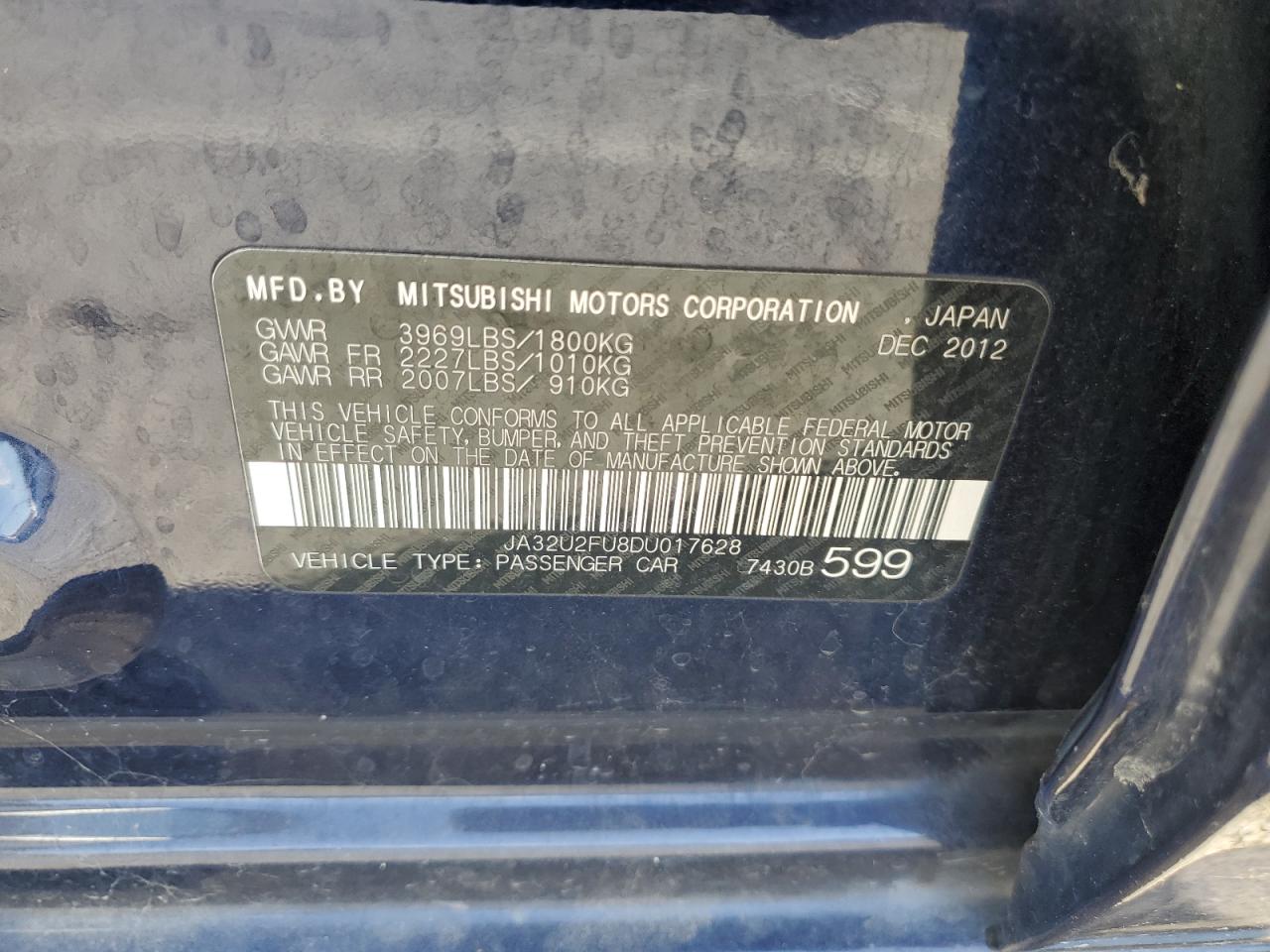 ja32u2fu8du017628 JA32U2FU8DU017628 2013 Mitsubishi Lancer Es/Es Sport